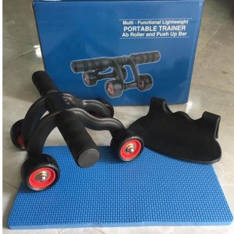 [ TẶNG THẢM ] CON LĂN TẬP BỤNG 4 BÁNH – GIẢM MỠ BỤNG ĐÁNG KỂ– CÓ BẢO HÀNH