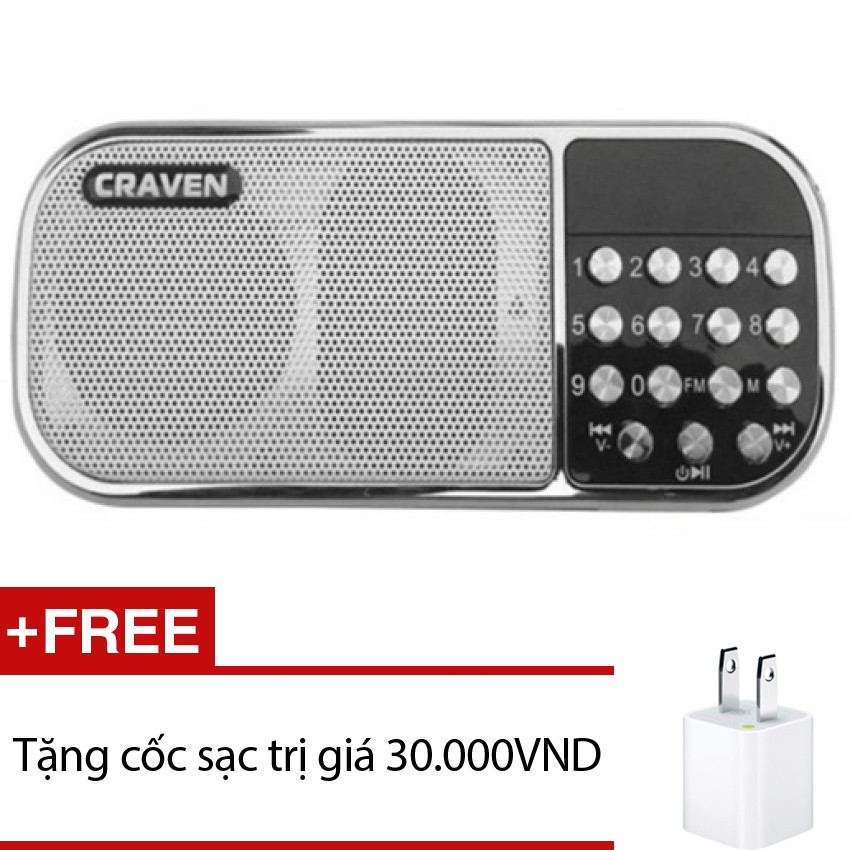 Loa nghe nhạc đa năng Craven CR-22 (Trắng) + Tặng 1 cốc sạc