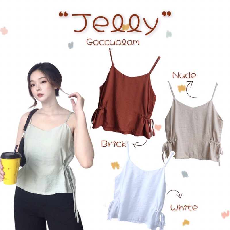 Áo 2 Dây Màu trơn Rút eo Freesize Croptop Đơn giản Thời trang nữ Áo ba lỗ