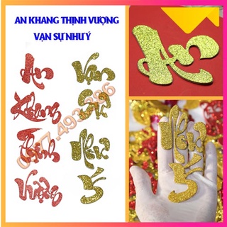 Chữ dán kim tuyến Thư Pháp -AN KHANG, THỊNH VƯỢNG, VẠN SỰ, NHƯ Ý[Trang trí dưa, dừa bưởi thư pháp]ThanghaCalligraphy