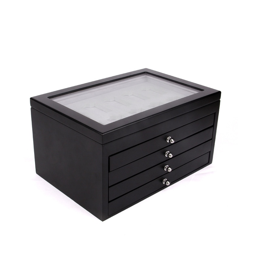 Hộp đựng trưng bày bật lửa Zippo 50 cái bằng gỗ bọc sợi cacbon