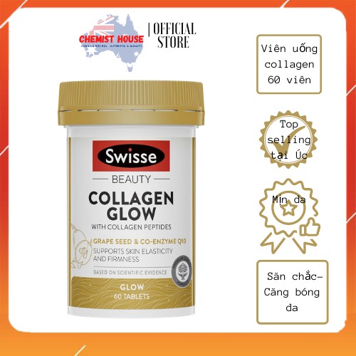 [Hàng Chuẩn ÚC] Swisse Beauty Collagen Glow - Viên uống đẹp da trẻ hóa 60/120 viên | BigBuy360 - bigbuy360.vn