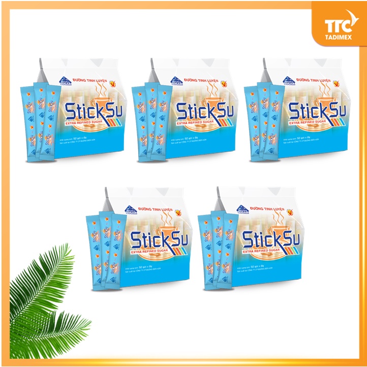 Combo 5 Túi Đường Sticksu 6g/que (túi 300g - 50 que)