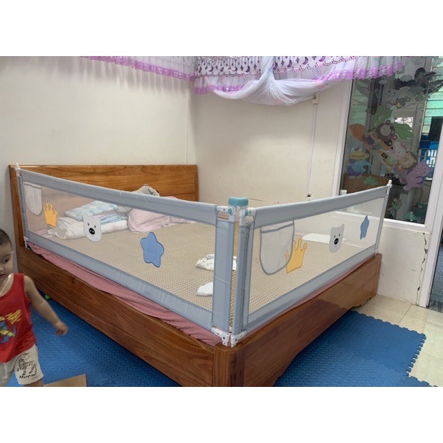 Thanh chắn giường BabyShark bản cao cấp nâng hạ từng bên, Bảo hành 12 tháng từ NSX