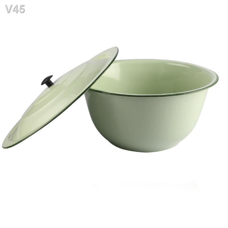 ▲◄✓Ngọn lửa hở Chậu nắp lớn hình trụ dày màu xanh lá cây có tráng men cơm canh nhà hàng mỡ heo sâu đa năng