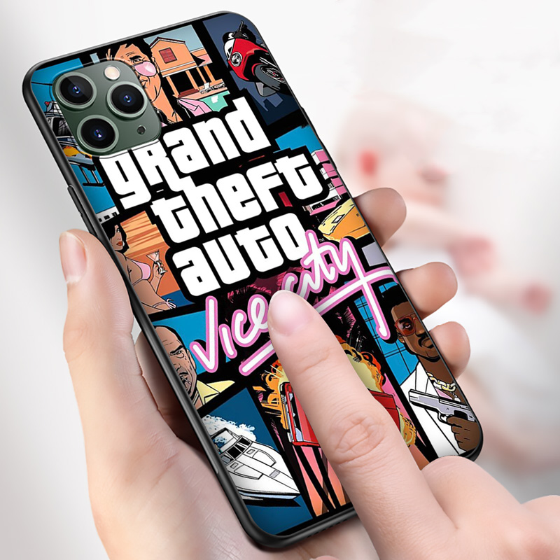 Ốp Điện Thoại Silicon Dẻo Màu Đen In Hình Game Gta 5 Grand Theft N52 Cho Iphone 12 Mini 11 Pro Xs Max Xr X Xs