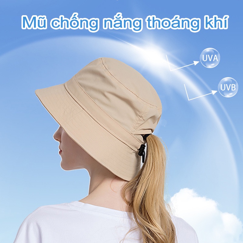 Crosail Phụ nữ Mũ chống nắng Mùa hè Mũ chống thấm nước Ngoài trời Leo núi Mũ buộc tóc đuôi ngựa có dây