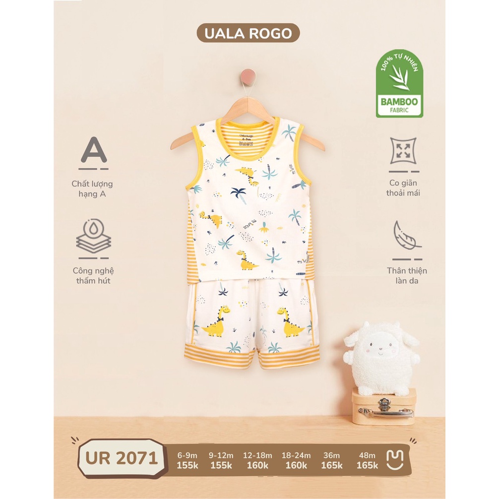 [CHÍNH HÃNG] Bộ ba lỗ sợi tre họa tiết động vật đáng yêu trẻ em UR2071 Uala Rogo