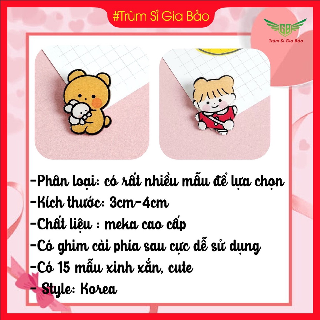 Sticker gắn balo ulzzang sinh viên, huy hiệu cài cặp học sinh, ghim cài phụ kiện ba lô, túi, mũ, nón hoạt hình dễ thương
