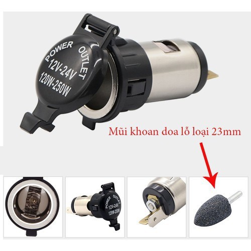 Ổ cắm tẩu thuốc cho xe ô tô và xe máy _điện áp 12V-24V