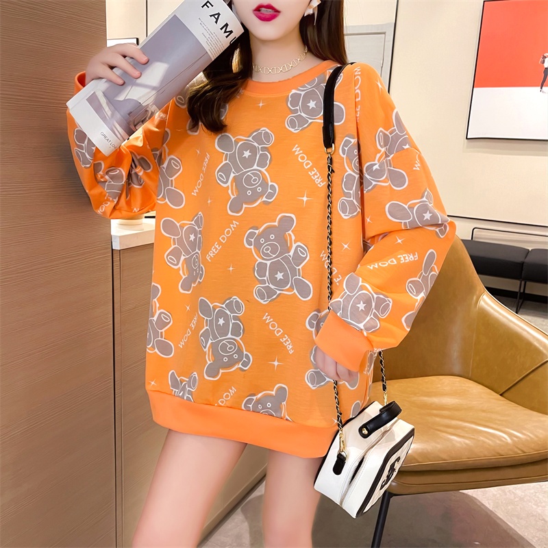 NRVP Áo thun nữ dài tay dáng rộng thời trang Hàn Quốc