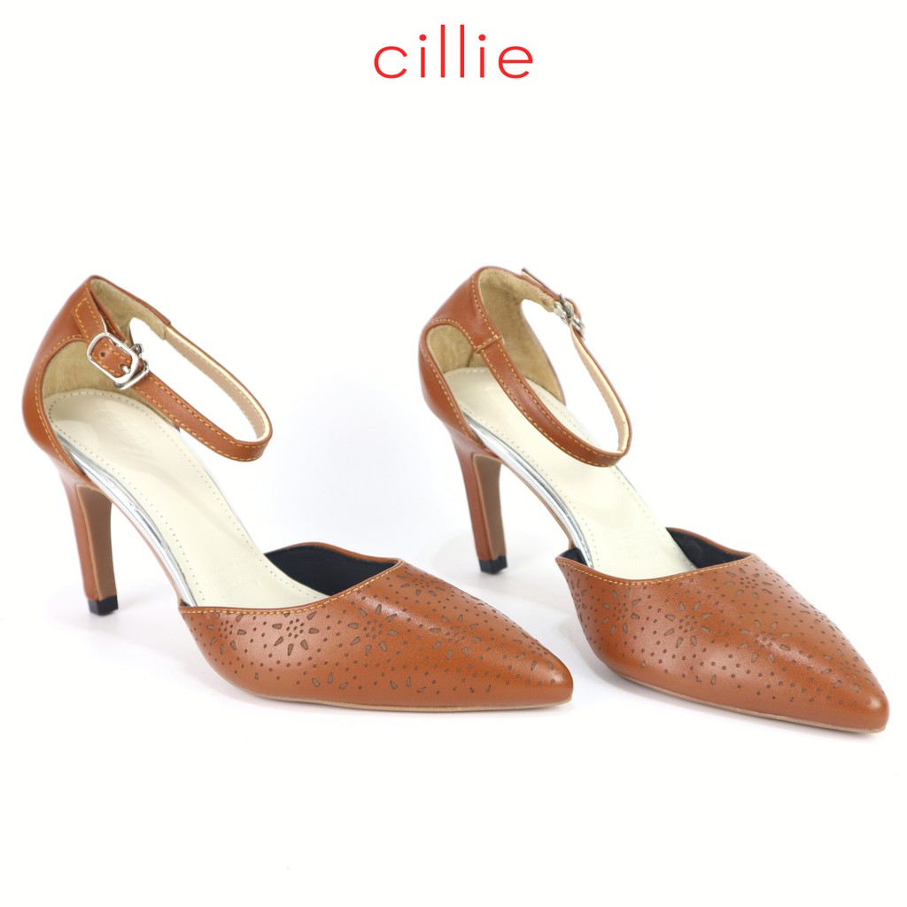 Giày sandal cao gót mũi tròn quai ngang phối màu cơ bản bắt mắt gót trụ cao 4cm đi học đi làm Cillie1133