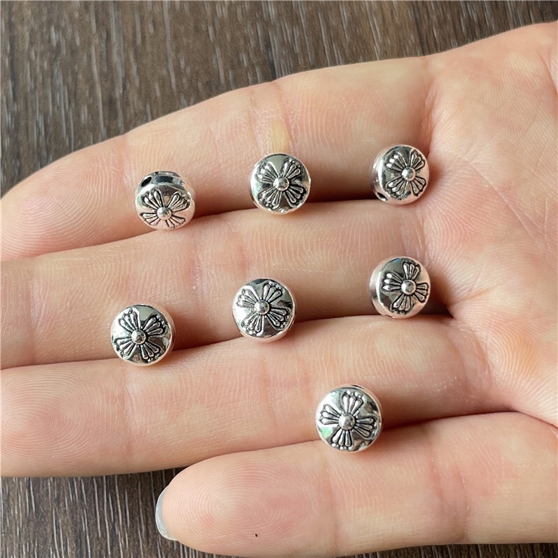 [GIÁ BUÔN] Charm bi dẹt khắc hoa cực đẹp - PL792