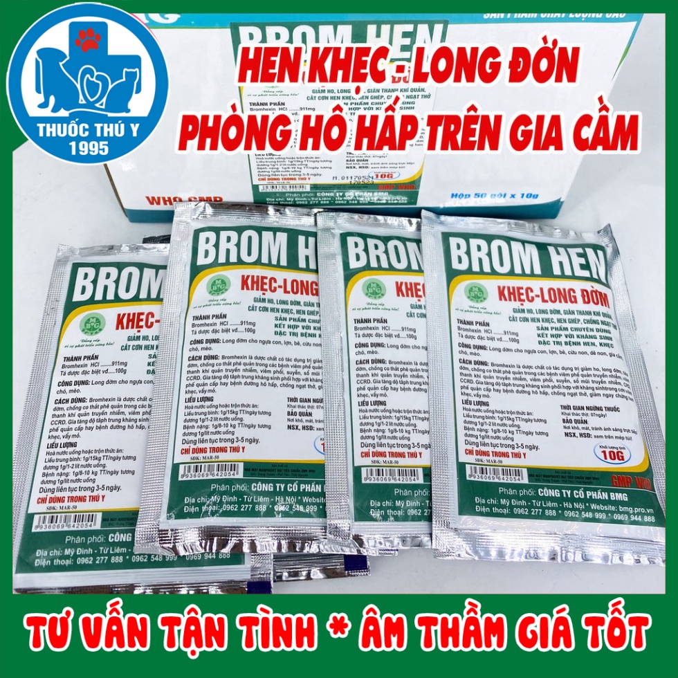 HEN KHẸC LONG ĐỜM hỗ trợ giảm ho, long đờm, phòng bệnh đường hô hấp trên vật nuôi, thú cảnh, gà đá, chim