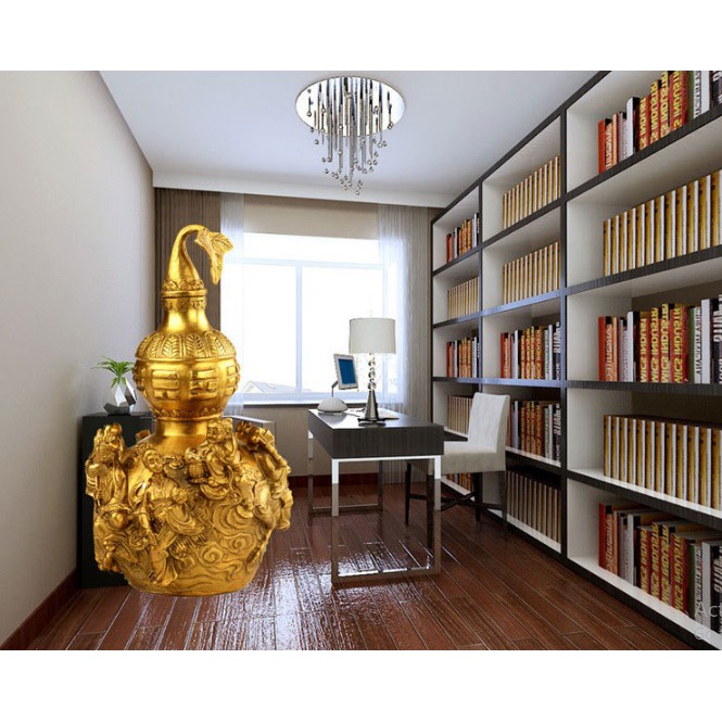 Bình Hồ Lô Bát Tiên Đúc Bằng Đồng Thau Nguyên Chất Cao 23cm Nặng 1,1kg