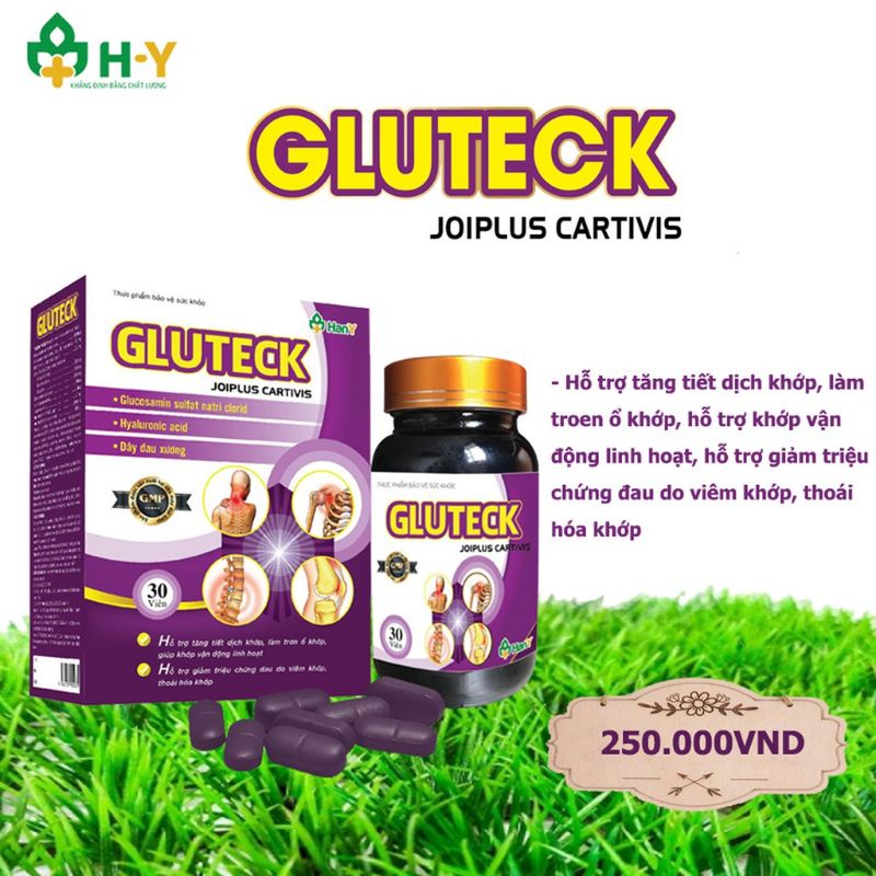GLUTECK hỗ trợ tăng tiết dịch khớp làm trơn ổ khớp, giúp khớp vận động linh hoạt lọ 30 viên