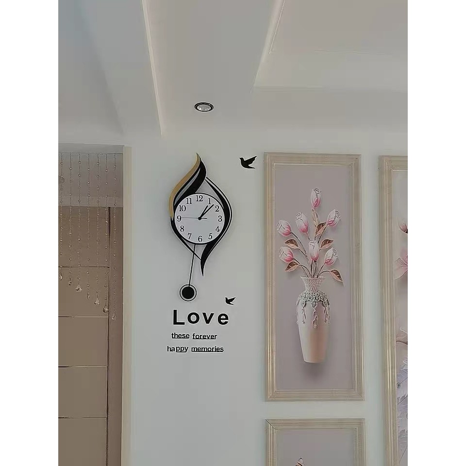 Decor đẹp - Đồng hồ treo tường [Cao Cấp], chất liệu Acrylic, kích thước 35x84cm, động cơ tĩnh âm quả lắc dao động