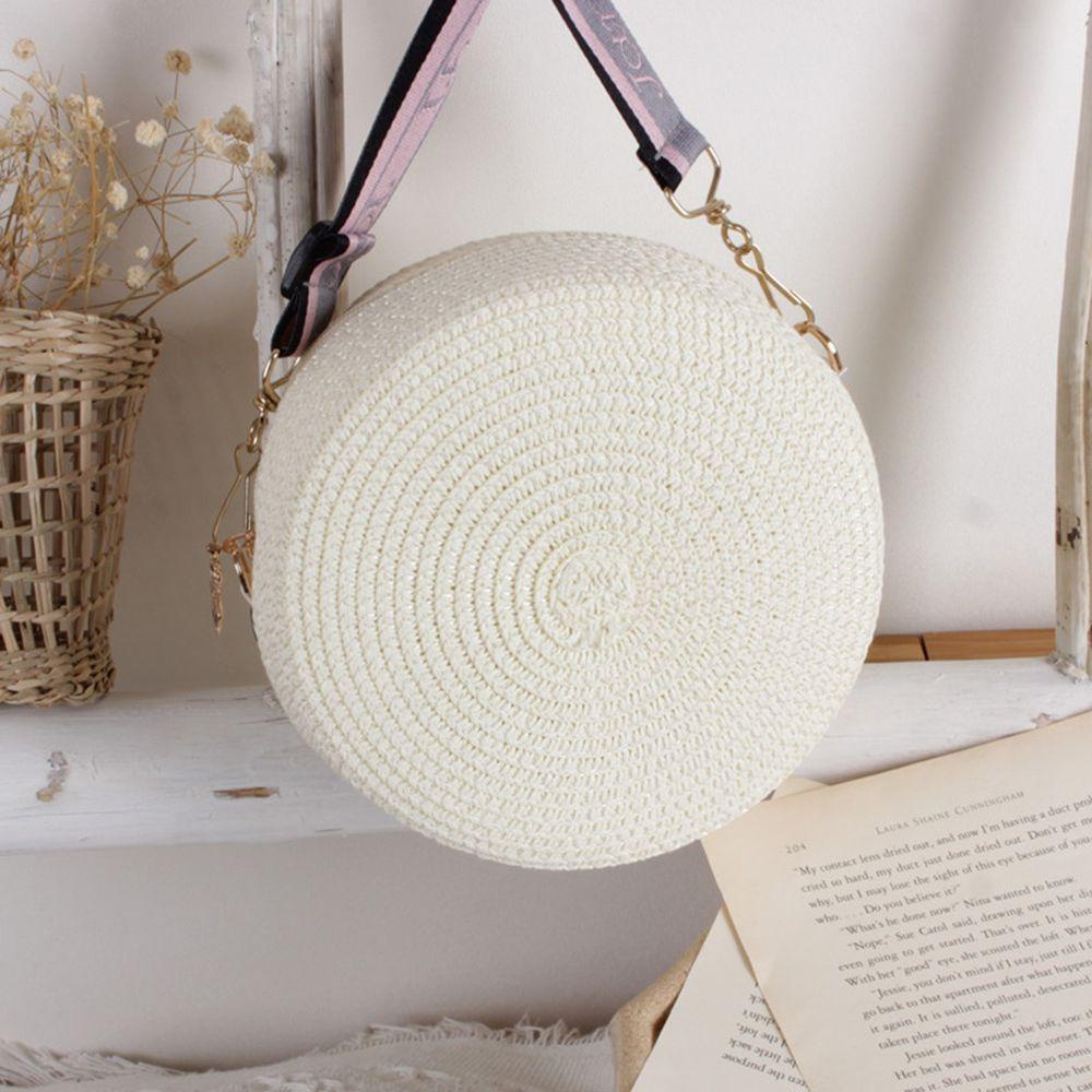 Túi cói Đan Mây Thủ Công Hình Tròn Phong Cách Bohemia Cho Bé