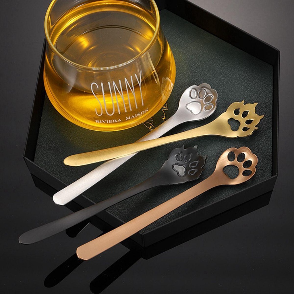 Muỗng Cà Phê Hình Dấu Chân Chó Mèo Bằng Thép Không Gỉ