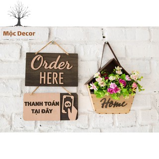 Bảng gỗ treo tường Thanh Toán Tại Đây trang trí cửa hàng, quán cà phê MỘC DECOR tranh gỗ Handmade