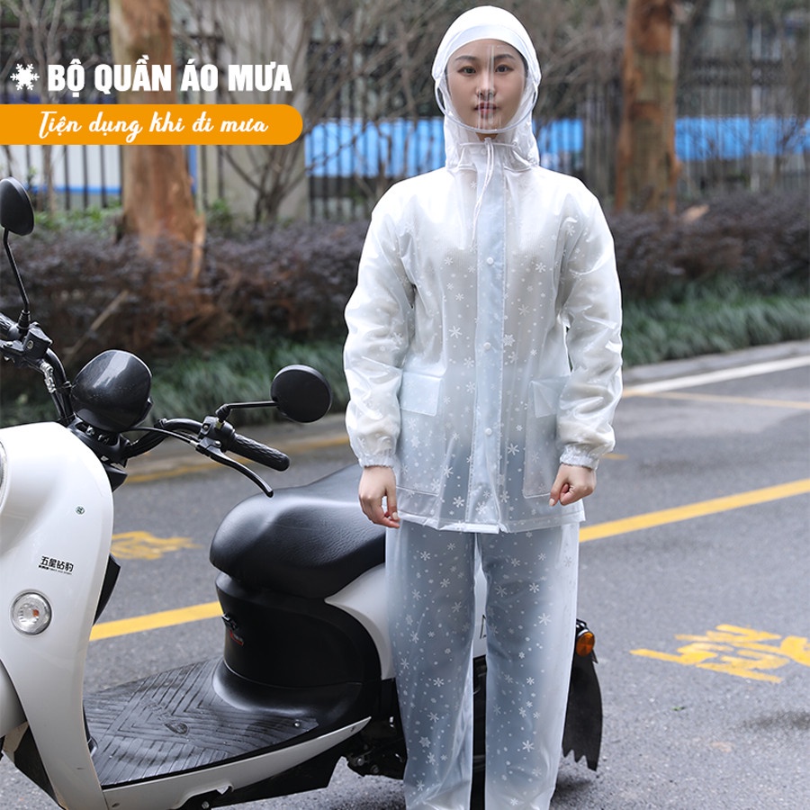 Áo mưa trong suốt đi mưa, có áo đơn áo đôi áo bộ thời trang