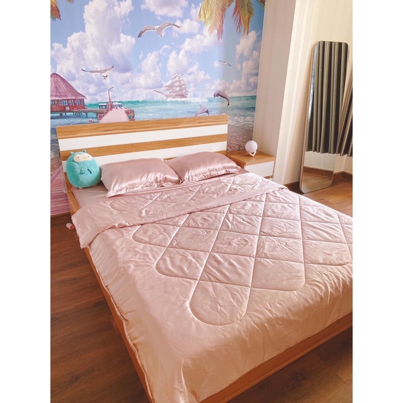 [1M4 x 2M x 20cm] Bộ drap giường 5 món phi lụa cao cấp siêu mịn siêu êm đủ màu PURR.BEDDING