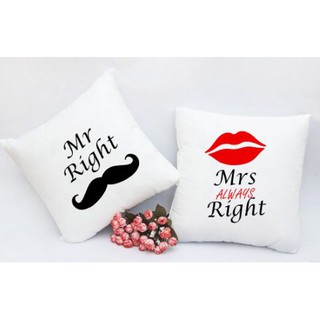 Cặp vỏ gối đôi 45-45cm mr & mrs right