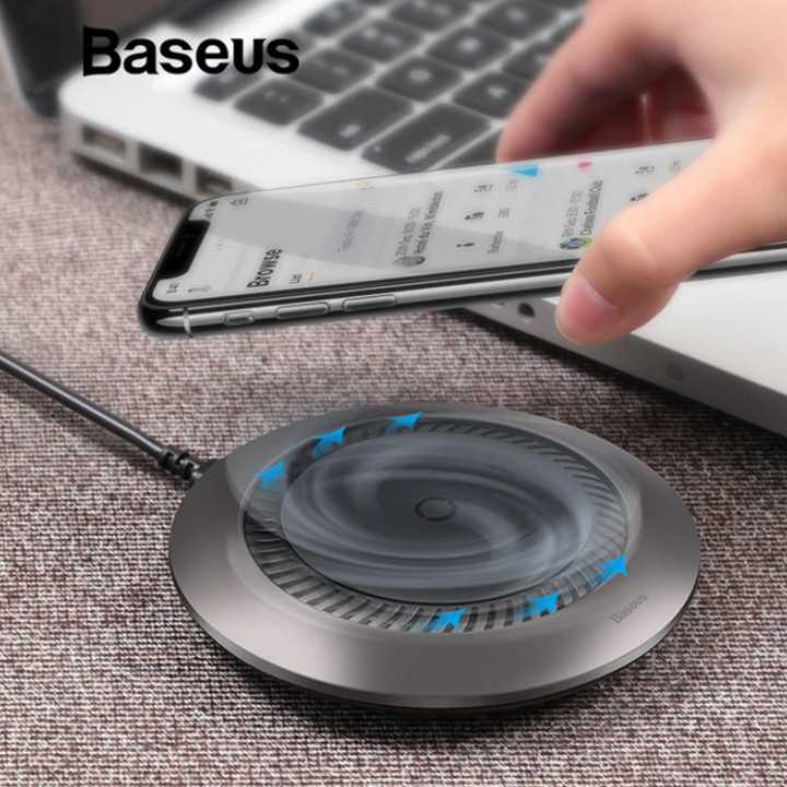 Bộ đế sạc nhanh không dây tích hợp quạt hút tản nhiệt nhãn hiệu Baseus/Qi Wireless Quick Charger - Mã: CCALL-XU0