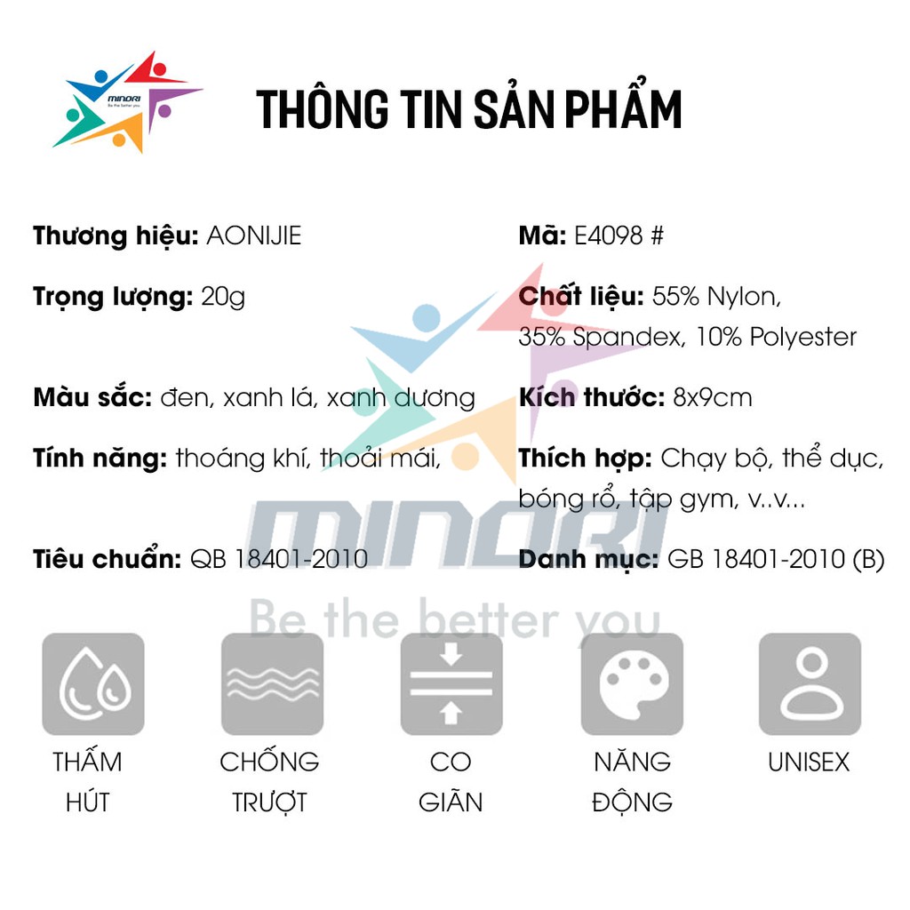 Băng Chặn Mồ Hôi Tay, Đeo Cổ Tay Thể Thao Aonijie E4098