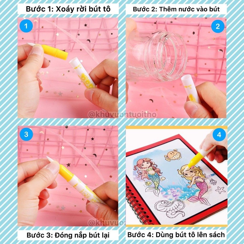 Tranh tô màu cho bé PLAYKID sách tô màu ma thuật có thể sử dụng nhiều lần PK 031