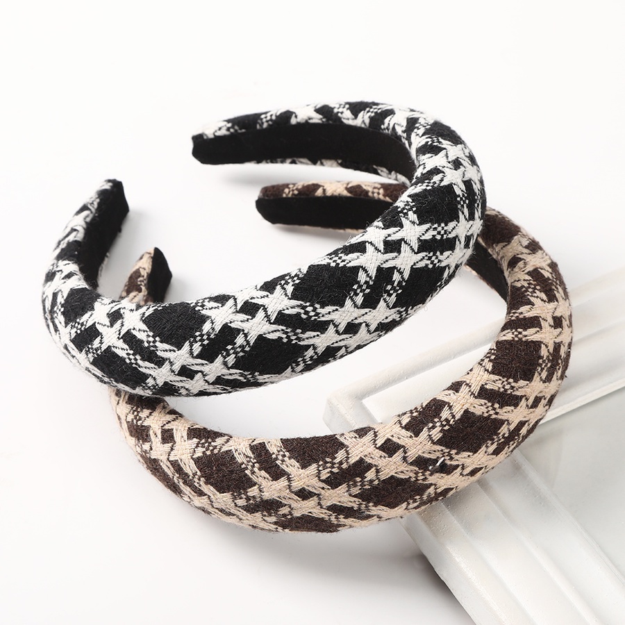 Băng đô xốp bản rộng họa tiết kẻ sọc phong cách retro Hàn Quốc cho nữ