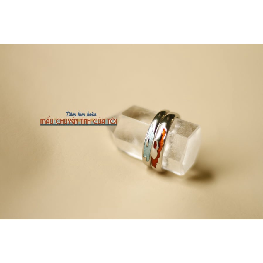 Nhẫn bạc lửa và băng - Nhẫn bạc S999 cặp đôi- Tặng hộp nhung và khăn lau bạc   - Mẩu chuyện tình của tôi