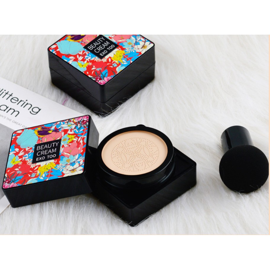 ⚜️Kem nền dạng cushion tích hợp kem foundation kem BB CC và kem che khuyết điểm cùng cọ đầu nấm nhỏ dành cho trang điểm