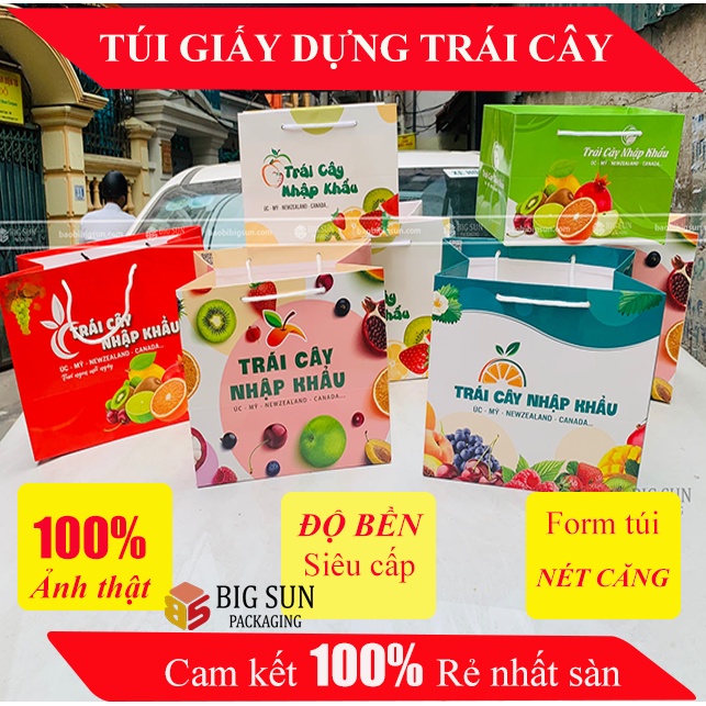 Túi giấy đựng trái cây nhập khẩu ⚡ CAO CẤP ⚡ túi đựng hoa quả form chuẩn, độ bền cao loại 1kg - 2kg - 5kg