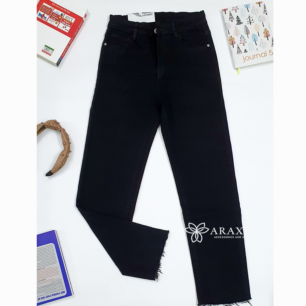 Quần bò nữ ống đứng nữ Araxie quần jean ống đứng nữ màu đen co giãn 4 chiều JAOD06
