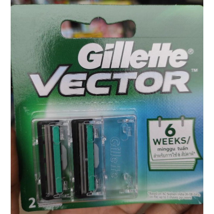 Vỉ 2 lưỡi dao cạo râu Gillette Vector [CAM KẾT HÀNG CHÍNH HÃNG]