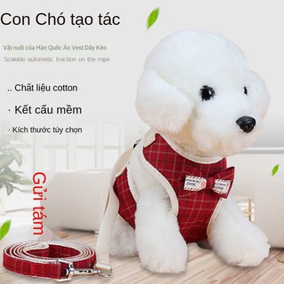 ✧✠▦Dây xích cho thú cưng nịt ngực Teddy Bichon con chó nhỏ dắt đi bộ kiểu áo vest đồ dùng <