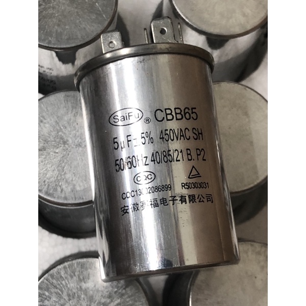 Tụ điện điện nhôm SAIFU 5uF, 6uF, 8uF 450VAC CBB65