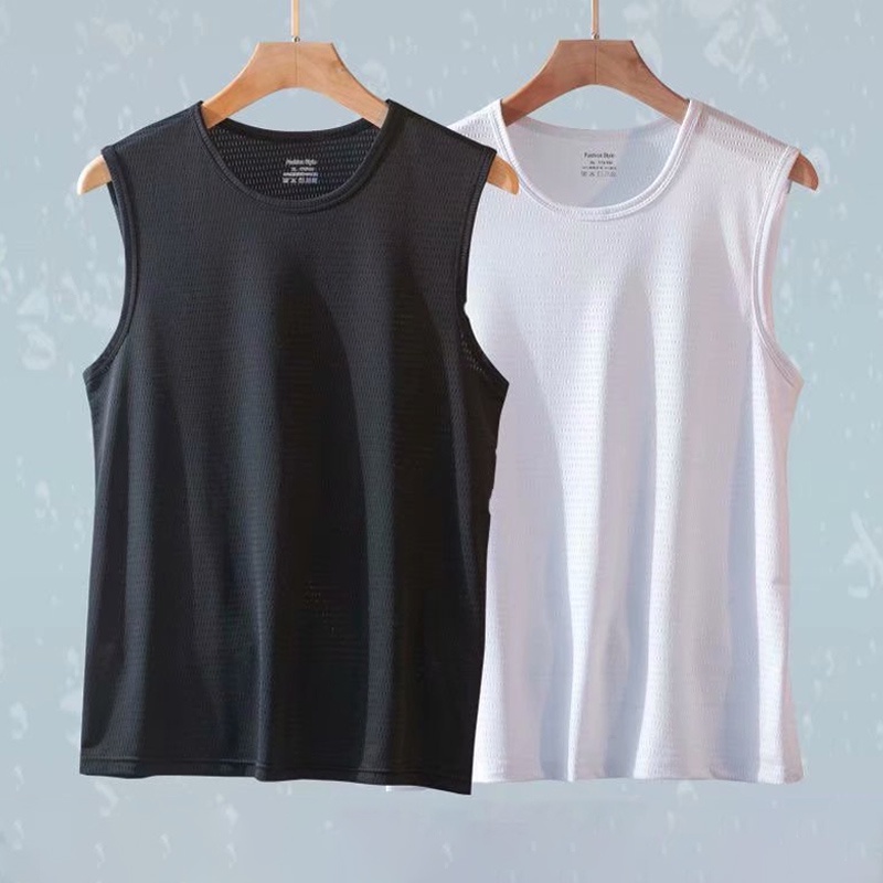 Áo Ba Lỗ Thể Thao Plus Size M-5XL Chất Liệu Lụa Phối Lưới Thoáng Khí Nhanh Khô Cho Nam