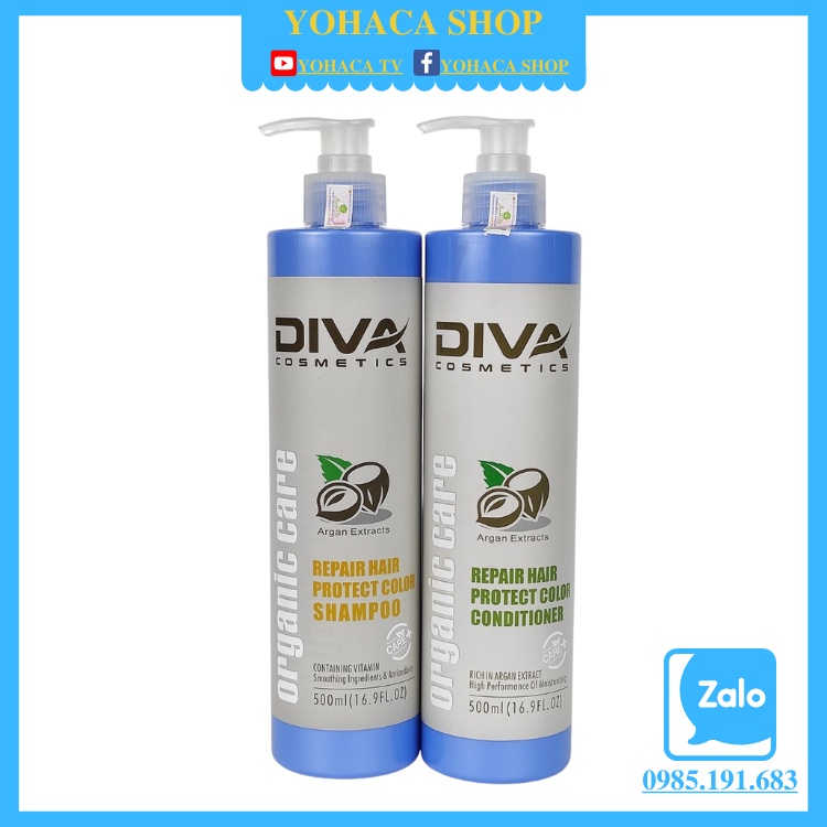 ✅Bộ Dầu Gội-Xả DiVa Argan Extracts  500ml Phục Hồi Gĩu Màu Tóc Mẫu Mới