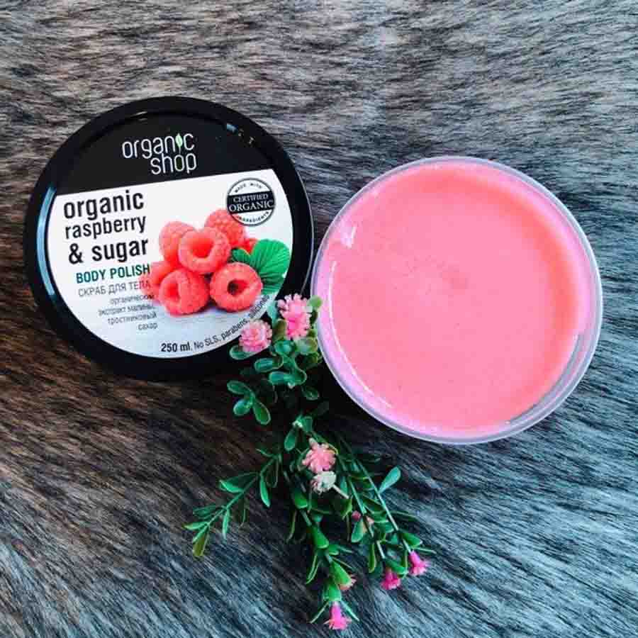Tẩy Tế Bào Chết Body Organic Shop Body Srucb 250ml - Raspberry Cream  [ Chiết xuất từ quả mâm xôi ]