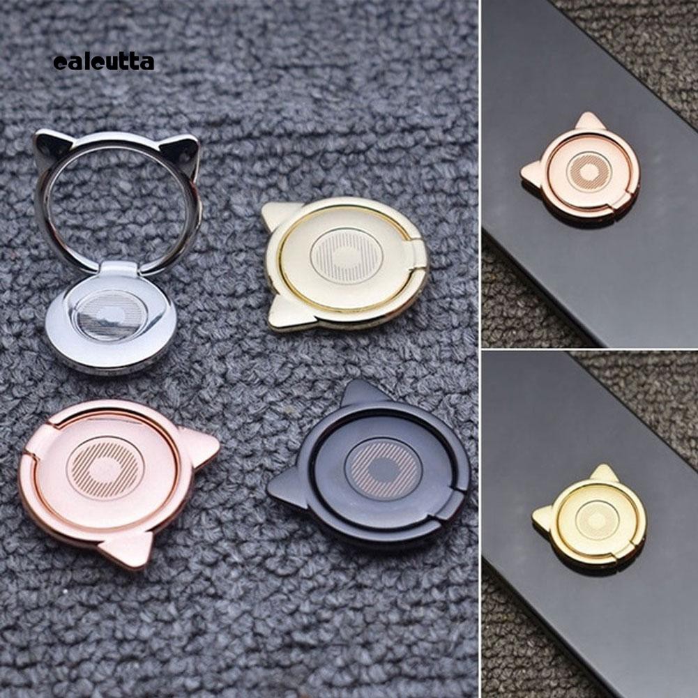 CAL_Universal Rotated Cute Cat Ears Metal Mobile Phone Finger Ring Holder Grip Stand