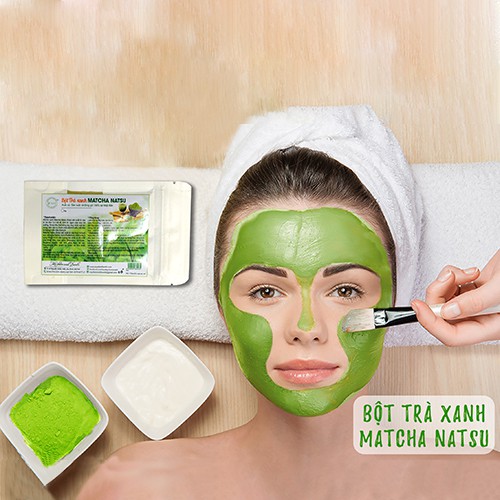 Bột trà xanh Matcha Natsu đắp mặt dưỡng da, tẩy tế bào chết, sạch bã nhờn, ngừa mụn, chống lão hóa.