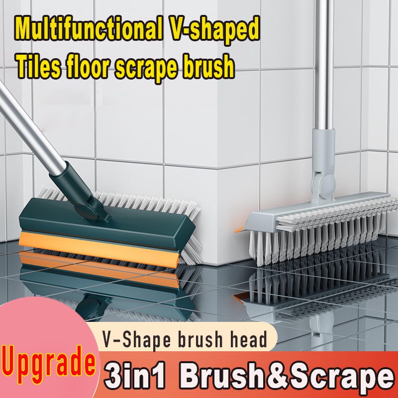 Chổi Chà Sàn Nhà Tắm Thông Minh Thiết Kế Đầu Gạt Nước Và Đầu Chổi Xoay 120 Độ Quét Nhà Siêu Sạch Mọi Góc Bẩn / Sàn Nhà 3 Trong 1 Có Thể Điều Chỉnh Tay Cầm Dài Tiện Dụng / Bàn Chải Vệ Sinh Sàn Nhà