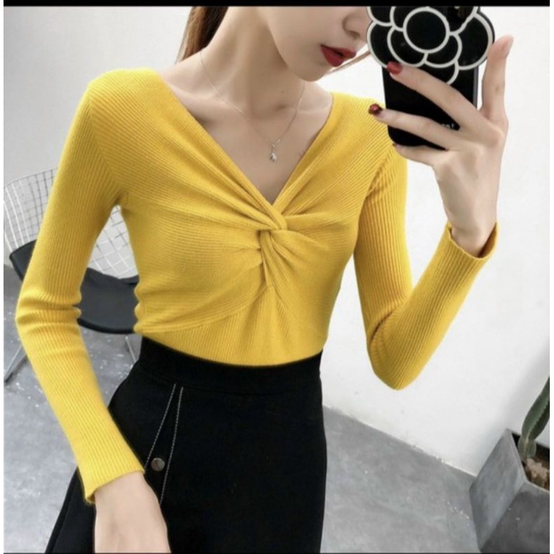 Áo thun kiểu tay dài xoắn ngực siêu hot(A15