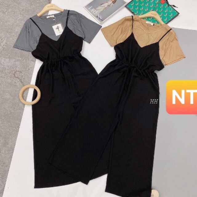 Yếm quần ống suông