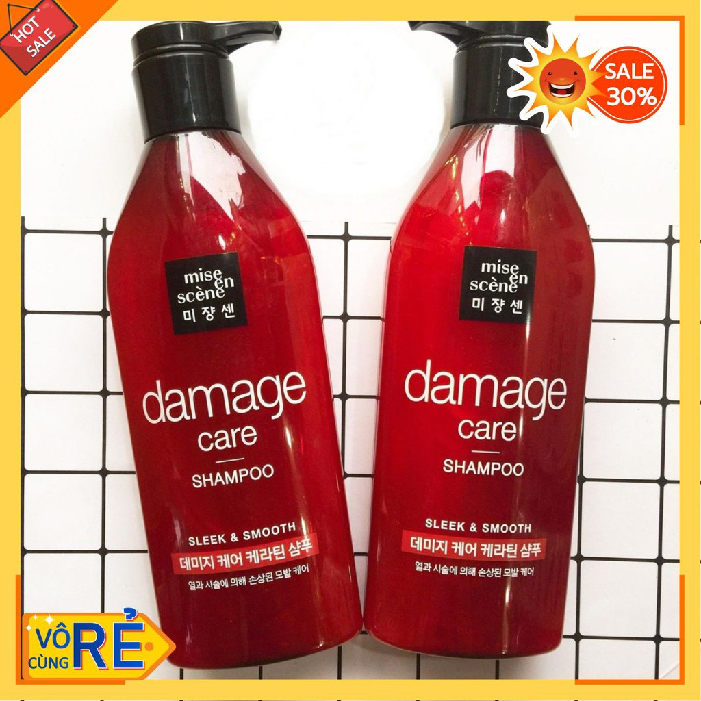 Dầu gội xả Mise EnScene Damage Care phục hồi tóc hư tổn Hàn Quốc 680ml [Sẵn]