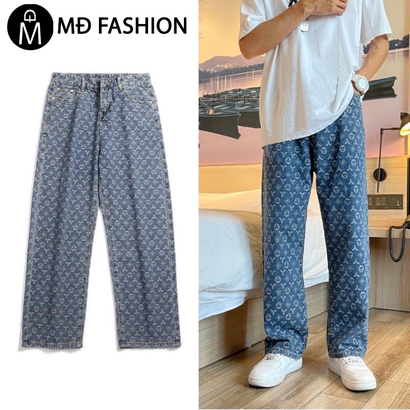 Quần jeans ống đứng in họa tiết phong cách hàn quốc MĐ QB907 màu xanh lam | WebRaoVat - webraovat.net.vn