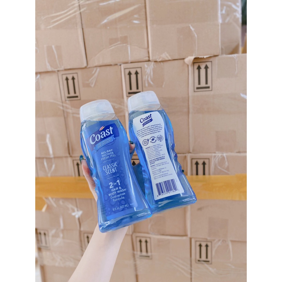 Sữa Tắm Coast - Dầu Tắm Gội Coast Mỹ 2 in 1 Coast Hair &amp; Body Wash Classic Scent Pacific Force 532ml - Leebangkok