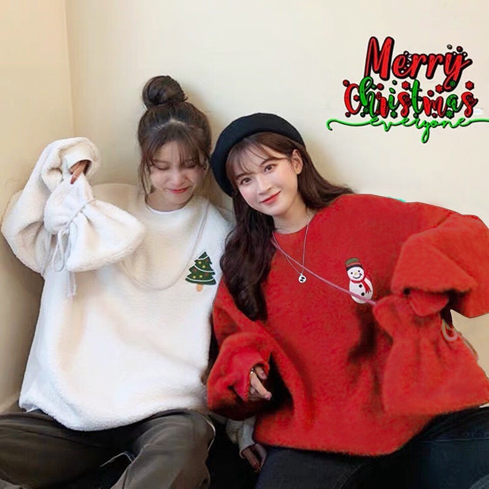 (TẶNG TÚI ĐEO) SET ÁO NỈ BÔNG NOEL COUPLE ĐỎ TRẮNG - ÁO SWEATER Giáng Sinh Cây Thông Người Tuyết Ulzzang :snowman_withou | BigBuy360 - bigbuy360.vn